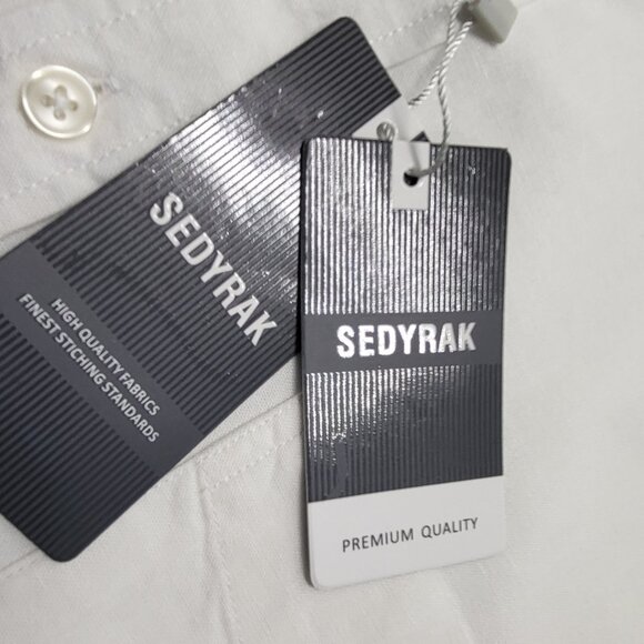 Sedyrak Mens Shirt Linen Blend XL Button Up Short Sleeve White Premium NWT - Picture 4 of 13